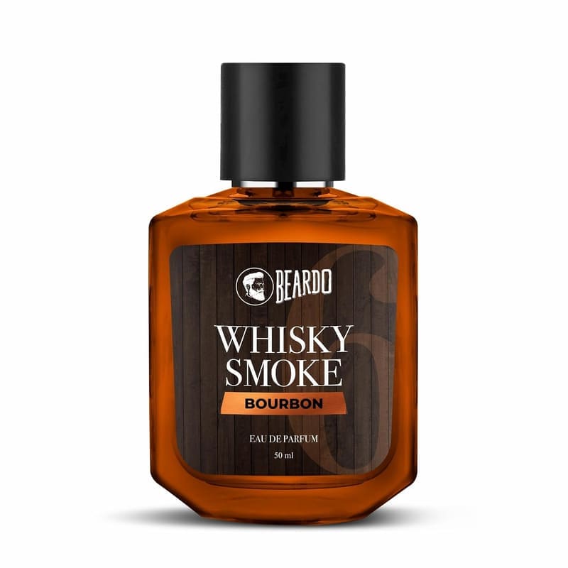 Beardo Whisky Smoke Bourbon 50ml Eau de Parfum in an amber-brown bottle with a black cap