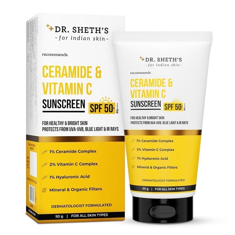 Dr. Sheth's Ceramide & Vitamin C Sunscreen SPF 50+ PA++++ product front view