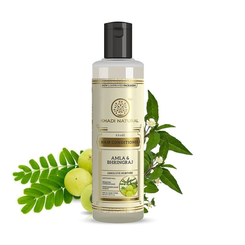 Khadi Natural Amla and Bhringraj Hair Conditioner 210ml, Anti-Hair Fall, Nourishing for He product front view