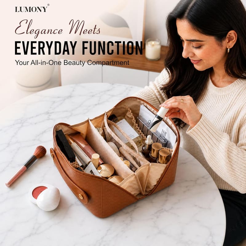 LUMONY structured makeup bag with wire-framed opening, alternate listing view