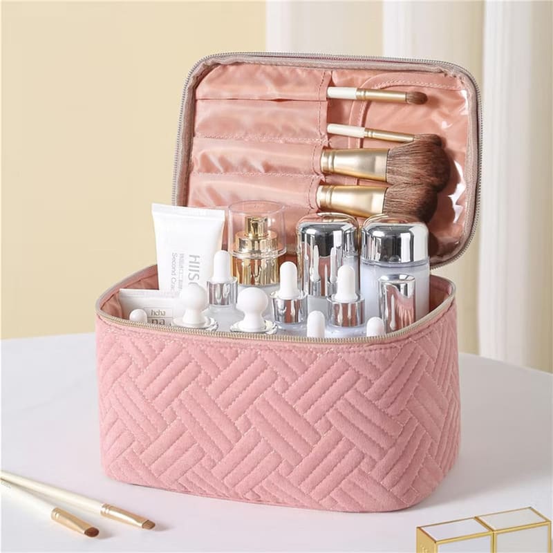 Lyrovo makeup organizer bag with brush compartment, alternate listing view