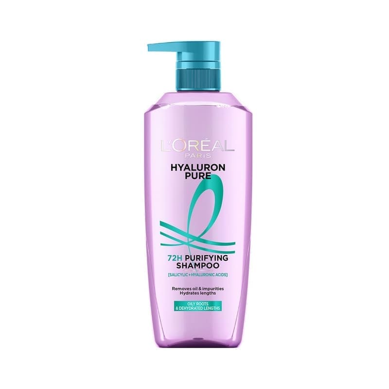L’Oréal Paris Hyaluron Pure 72H Purifying Shampoo, For oily scalp & dry hair with salicyli product front view