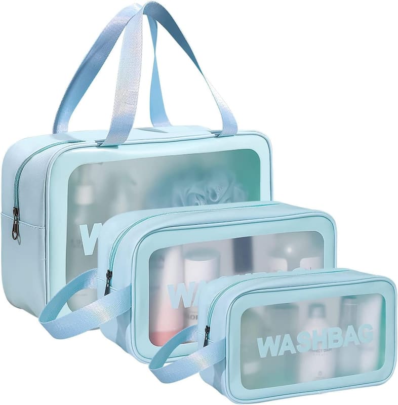 RIXTEC clear PVC makeup and toiletry bag set of 3, main product photo