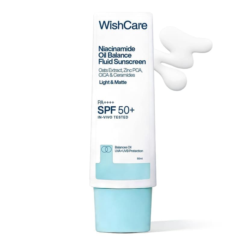 WishCare Niacinamide Oil Balance Fluid Sunscreen SPF 50 PA++++ In-Vivo Tested product front view
