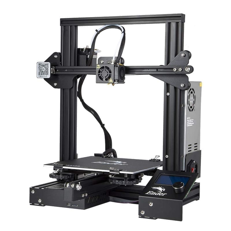 WOL3D Creality Ender 3 DIY 3D printer assembled on a desk in classic black V-slot aluminium frame with 220 × 220 × 250 mm build volume